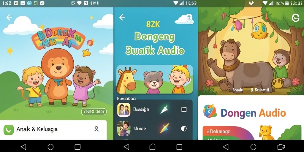 Antarmuka 8ZK yang sederhana dengan berbagai pilihan dongeng audio.