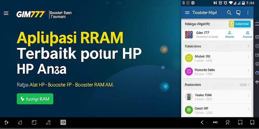 Antarmuka aplikasi GIM777 untuk pengelolaan Booster RAM yang efisien.