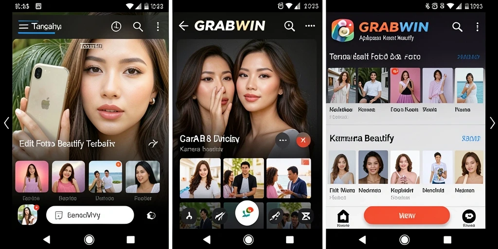 Antarmuka intuitif GRABWIN untuk mempercantik foto.