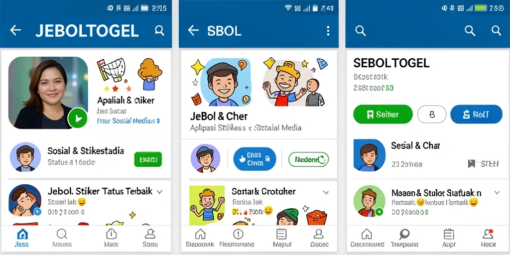 Antarmuka JEBOLTOGEL dengan berbagai stiker menarik.