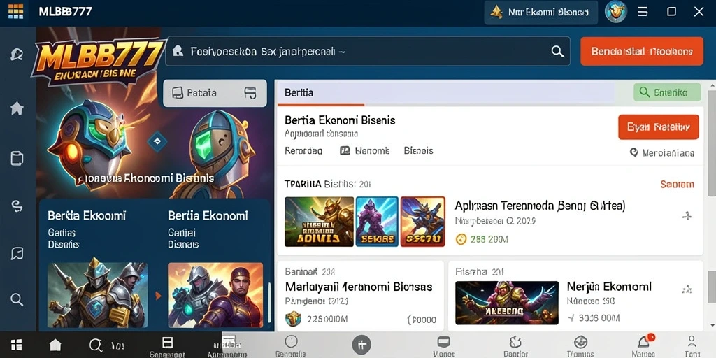 Antarmuka MLBB777 yang elegan dengan fitur berita Ekonomi Bisnis.