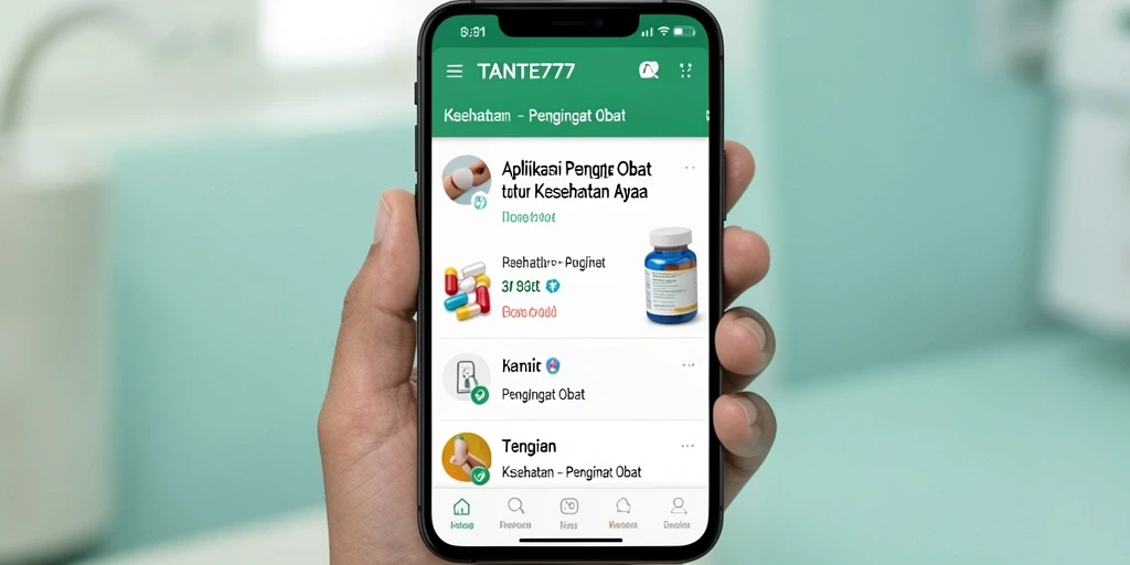 Tampilan antarmuka aplikasi Pengingat Obat TANTE777 yang user-friendly.