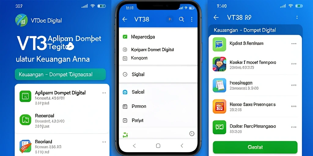 Antarmuka sederhana dan intuitif dari aplikasi Dompet Digital VT38.